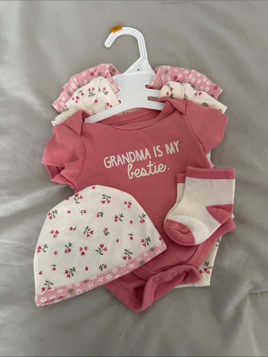Baby Essentials Other - Baby Essentials Pink Floral 'Grandma Is My Bestie' One-Piece Set